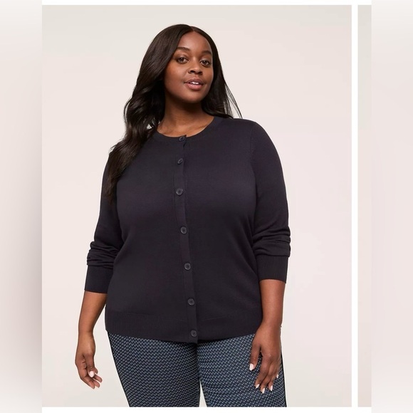 NWT Lane Bryant Crew-Neck Button-Front Cardigan Size: 22/24 color: Blue - Picture 1 of 12